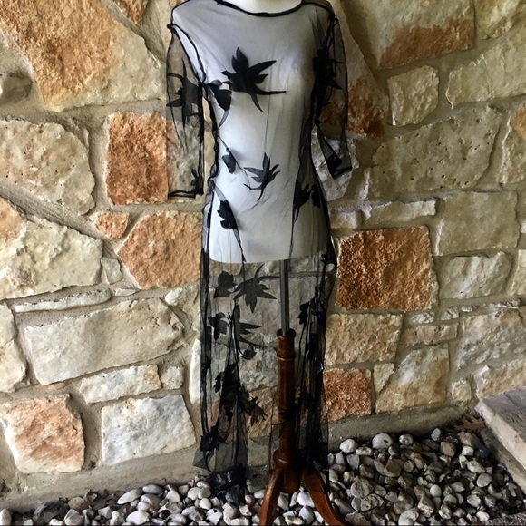 New! Embossed Sheer Floral Swim Dress - Picture 6 of 8